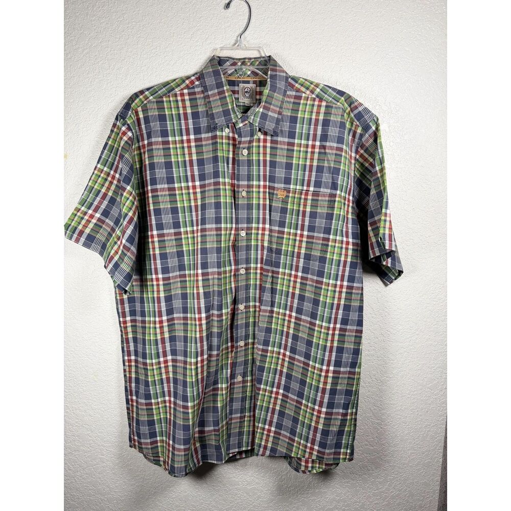Cinch Men Plaid Short Sleeve Button Down Western Cowboy Shirt Size XL